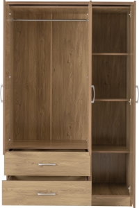 Image: 7136 - Charles 3 Door Wardrobe - Oak